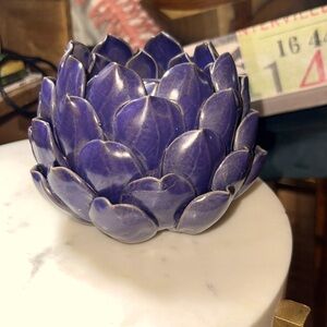 Purple floral candle votive holder home decor accent piece tabletop decoration​
